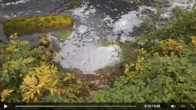 Airola, schiuma bianca nel fiume Isclero