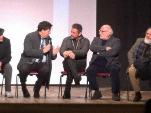 Airola, gli attori Sergio Assisi e Lucio Allocca all’inaugurazione della scuola di Teatro “Paolo Petti”
