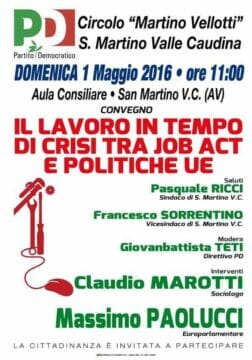 San Martino: Il lavoro in tempo di crisi, convegno del Pd