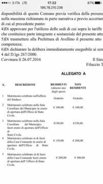 Matrimonio civile a Cervinara: ecco i costi