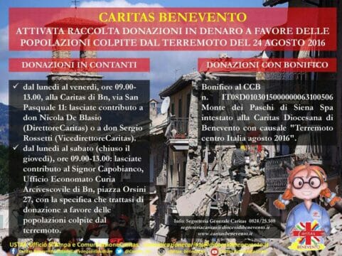 Terremoto, la Caritas beneventana attiva raccolta fondi