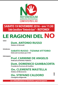 Referendum, a Rotondi il “No” con Mastella, Caldoro e Gambacorta