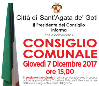 Sant’Agata de’ Goti: domani consiglio comunale straordinario