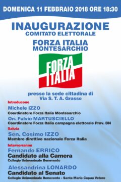 Montesarchio: questa sera Forza Italia si presenta agli elettori