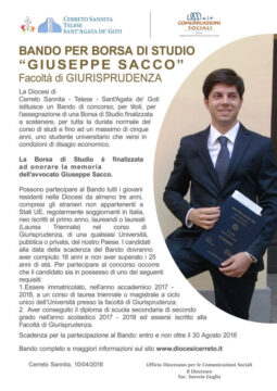 Diocesi Cerreto-Sant’Agata de’ Goti: Borsa di studio Giuseppe Sacco per studenti universitari