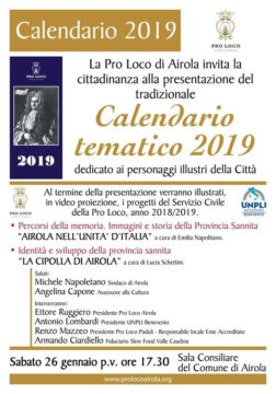 Airola: La Pro Loco presenta il Calendario Tematico 2019