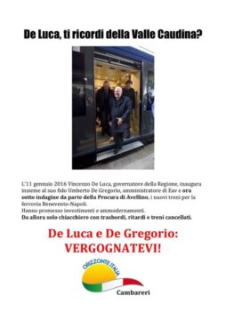 Valle Caudina: manifesti contro De Luca e De Gregorio