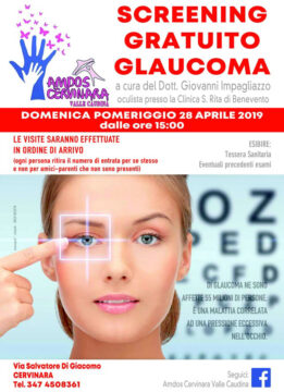 Cervinara: screening gratuito glaucoma su iniziativa dell’Amdos