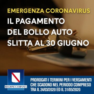 Campania: slitta il pagamento del bollo auto