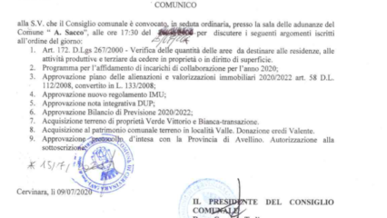 Bilancio di previsione, collaborazioni e Imu: consiglio comunale a Cervinara
