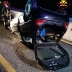 Incidente nella notte: auto si ribalta in A16