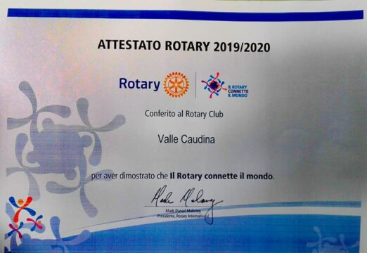 Attestato di merito al Rotary per il Club Valle Caudina