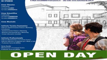 Airola: open day in presenza all'Istituto Lombardi