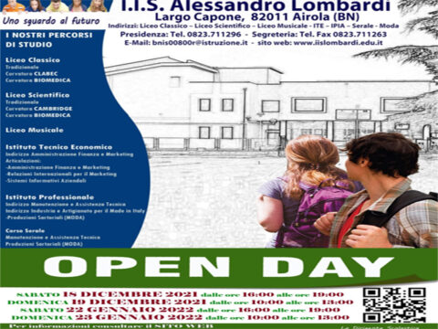 Airola: open day in presenza all’Istituto Lombardi