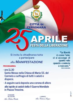 Cervinara onora il 25 Aprile,festa della Liberazione