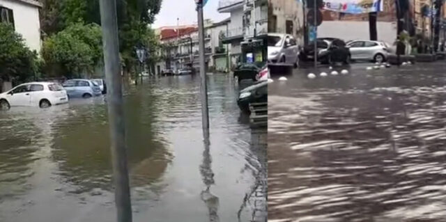 Bomba d'acqua su Casalnuovo, strade come fiumi