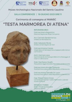 Montesarchio: la testa di Atena restituita al Museo Nazionale del Sannio Caudino