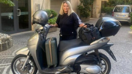 Stefania Moscariello, dalla Campania in provincia di Cuneo in scooter per lavorare a scuola