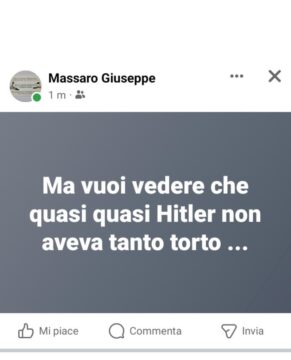 Moiano: post su Hitler pubblicato da un consigliere di opposizione, la condanna di Forza Italia