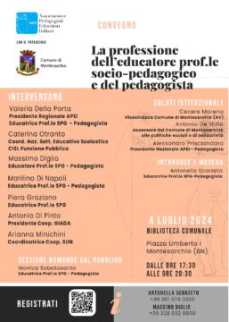 Montesarchio: giovedì quattro luglio convegno dedicato alla professione dell’educatore professionale socio- pedagogico e pedagogista