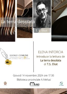 Thomas S. Eliot protagonista del secondo incontro di ” Luogo Comune “