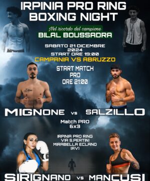 “Boxing Night” nel ricordo del pugile Boussadra, sul ring i due professionisti Mignone e Sirignano