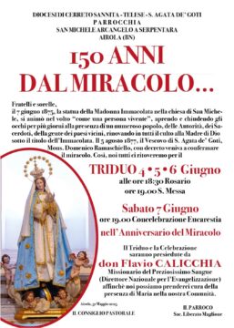 Airola celebra i 150 anni del miracolo della Vergine Immacolata Airola celebra i 150 anni del miracolo della Vergine Immacolata