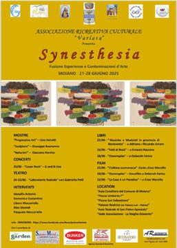 Moiano: al via la rassegna di contaminazione d’ Arte Synesthesia Moiano: al via la rassegna di contaminazione d’ Arte Synesthesia