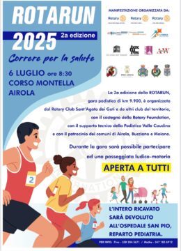 Airola: domenica la seconda edizione di Rotarun, correre per la salute Airola: domenica la seconda edizione di Rotarun, correre per la salute