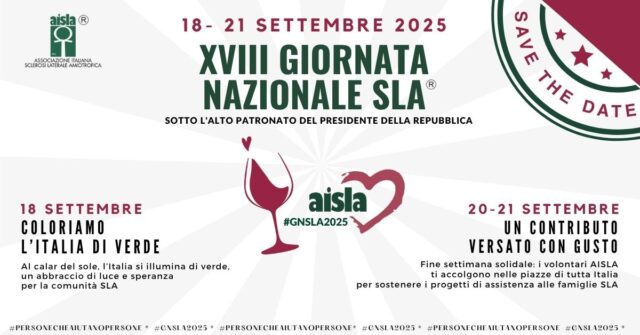 Il 18 settembre sarà la giornata nazionale SLA