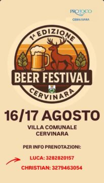Cervinara: domani al via la prima serata del Beer Festival nella villa comunale