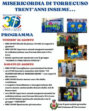 Il 22 e il 23 agosto si celebra il trentennale della Misericordia di Torrecuso