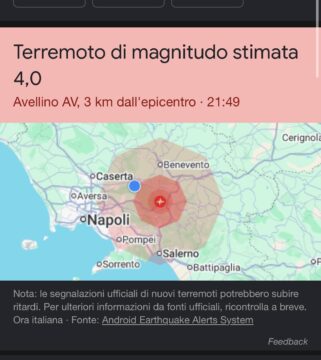Valle Caudina: scossa di terremoto di magnitudo 4.0 Valle Caudina: scossa di terremoto di magnitudo 4.0