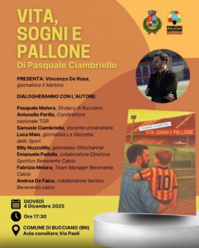Bucciano: il 4 dicembre si presenta il libro di Pasquale Ciambriello