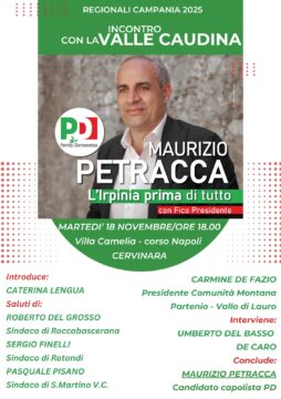 Valle Caudina: Maurizio Petracca questa sera a Cervinara