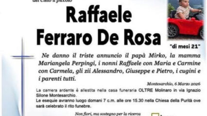 Montesarchio: il sorriso innocente di Raffaele che non smetterà mai di brillare