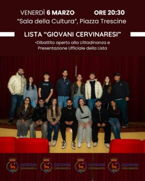 Cervinara: primo dibattito pubblico con la lista Giovani Cervinaresi