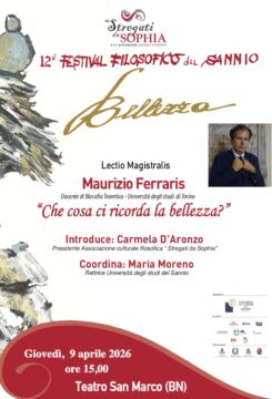 Giovedì al via la dodicesima edizione del festival filosofico del Sannio