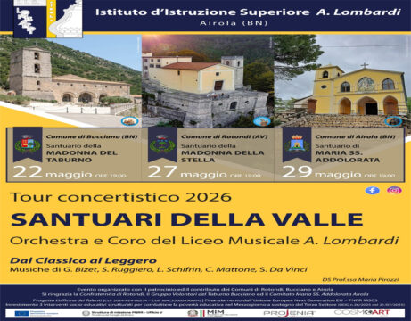 Valle Caudina: tour concertistico Santuari della Valle dell'Istituto Lombardi di Airola