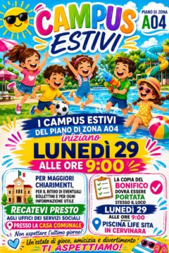 Cervinara: lunedì 29 giugno partono i campus estivi