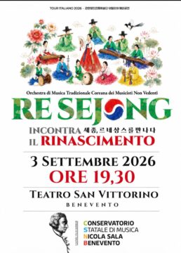 Il 3 settembre al Teatro San Vittorino il concerto “Re Sejong incontra il Rinascimento”
