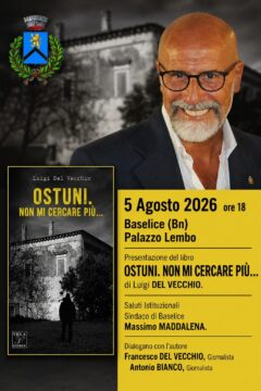 Fa tappa a a Baselice il tour nazionale di Luigi Del Vecchio con il thriller ambientato a Ostuni