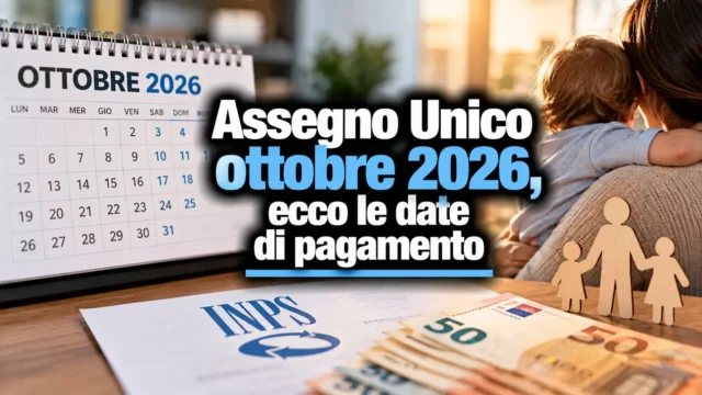 Ecco le date di pagamento dell’assegno unico ottobre 2026