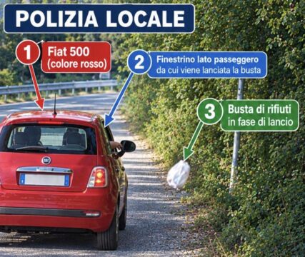 Cervinara: lancia i rifiuti dall’auto in corsa e viene individuato dalla polizia locale